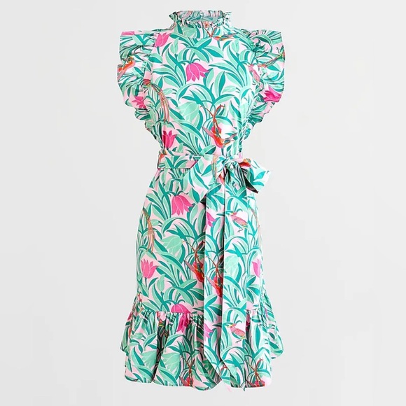 Banjanan Bulbul Tulip & Bird Print Mini Dress Size Small - Picture 1 of 13